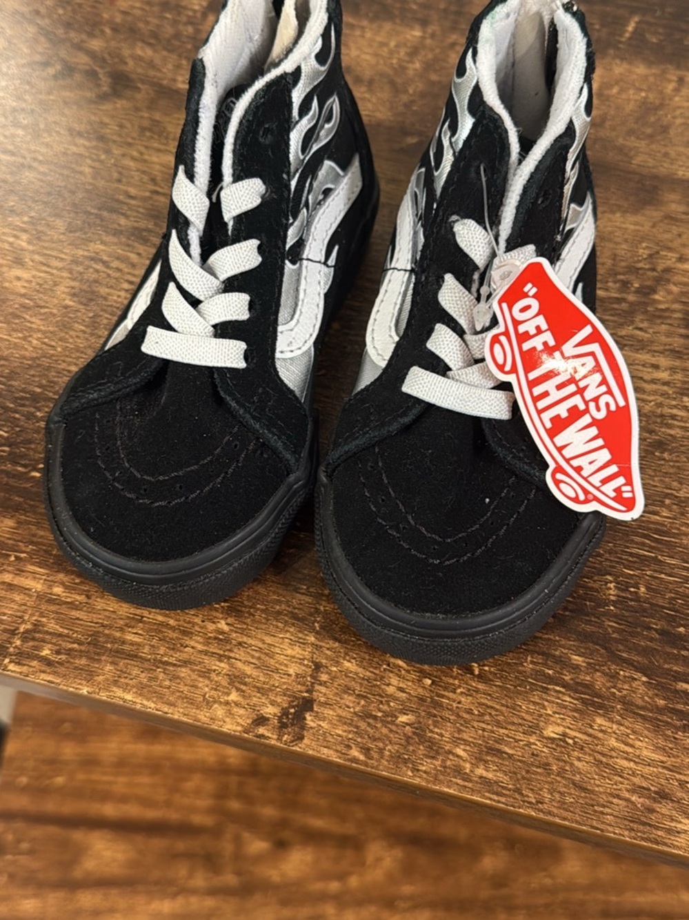 Vans Kids Black and White High-Top Flame Sneakers